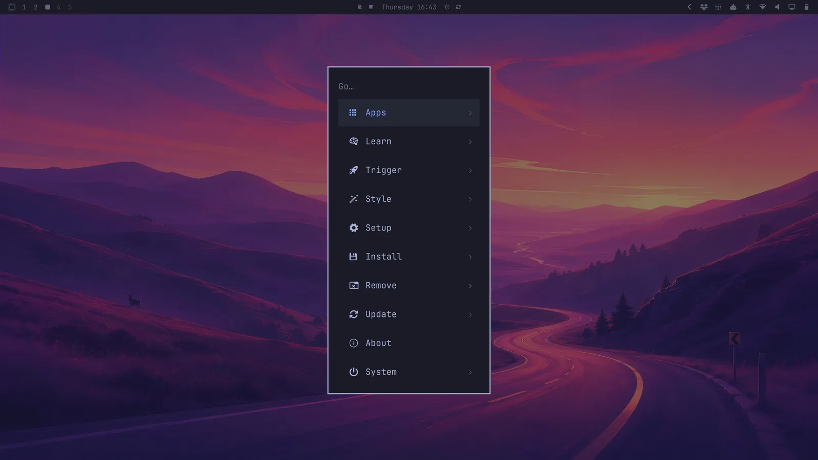 The Omarchy menu — one keystroke to every system action